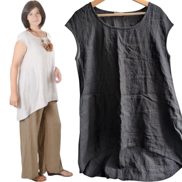 Bryn Walker 💯 Linen Black Oversized Bubble Tunic Size S - Picture 1 of 11